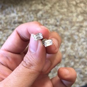 Emerald Cut Nexus Diamond Earrings in 14K WG